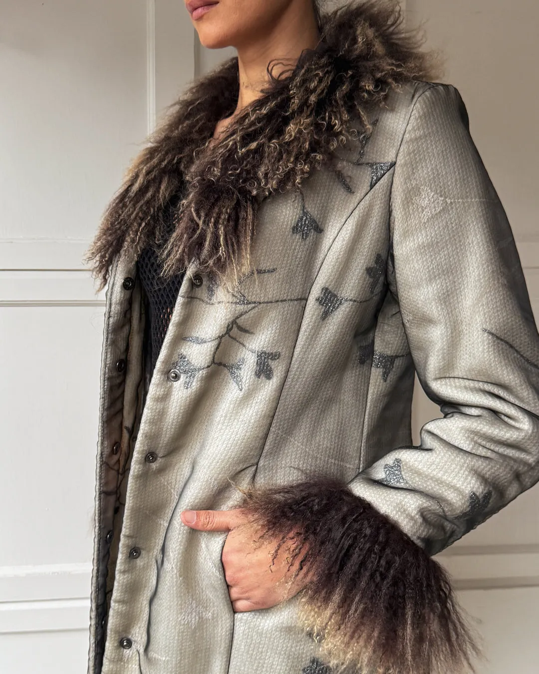 00s Cavalli Tibetan Lamb Sweater Coat | S