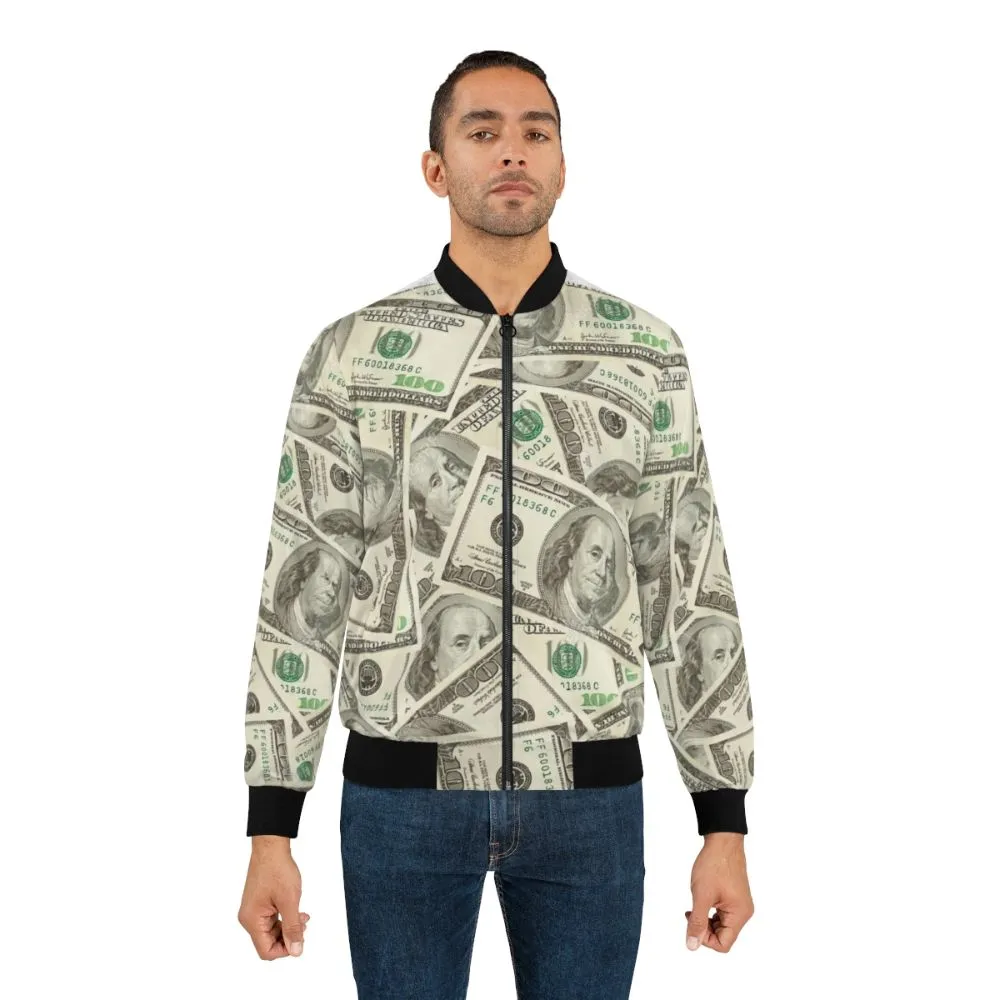 100 Dollar Bills Bomber Jacket - Money, Benjamins, USA