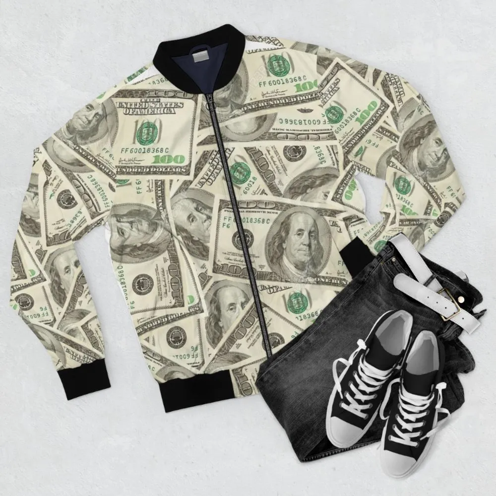 100 Dollar Bills Bomber Jacket - Money, Benjamins, USA