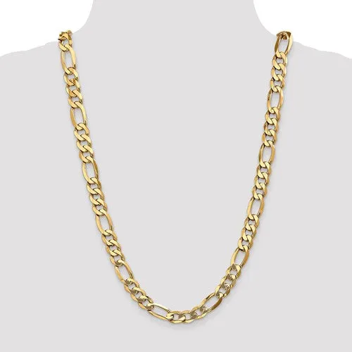 14K Yellow Gold 10mm Flat Figaro Bracelet Anklet Choker Necklace Pendant Chain