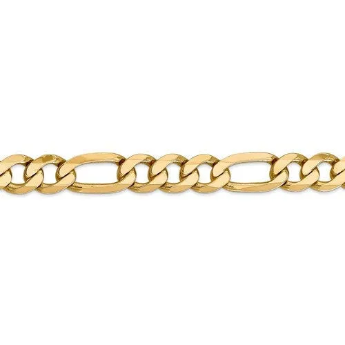 14K Yellow Gold 10mm Flat Figaro Bracelet Anklet Choker Necklace Pendant Chain