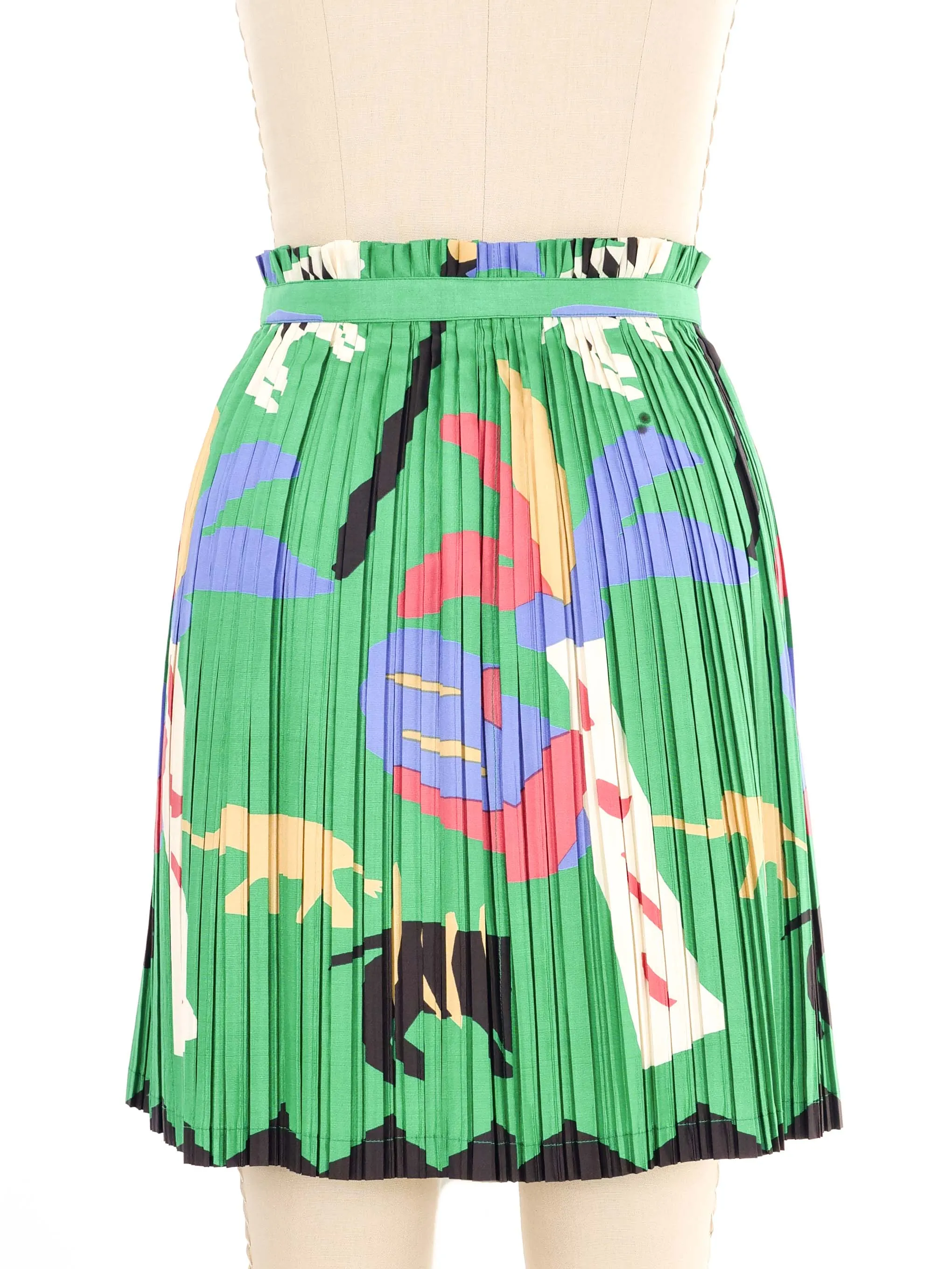 1991 Issey Miyake Printed Pleated Mini Skirt