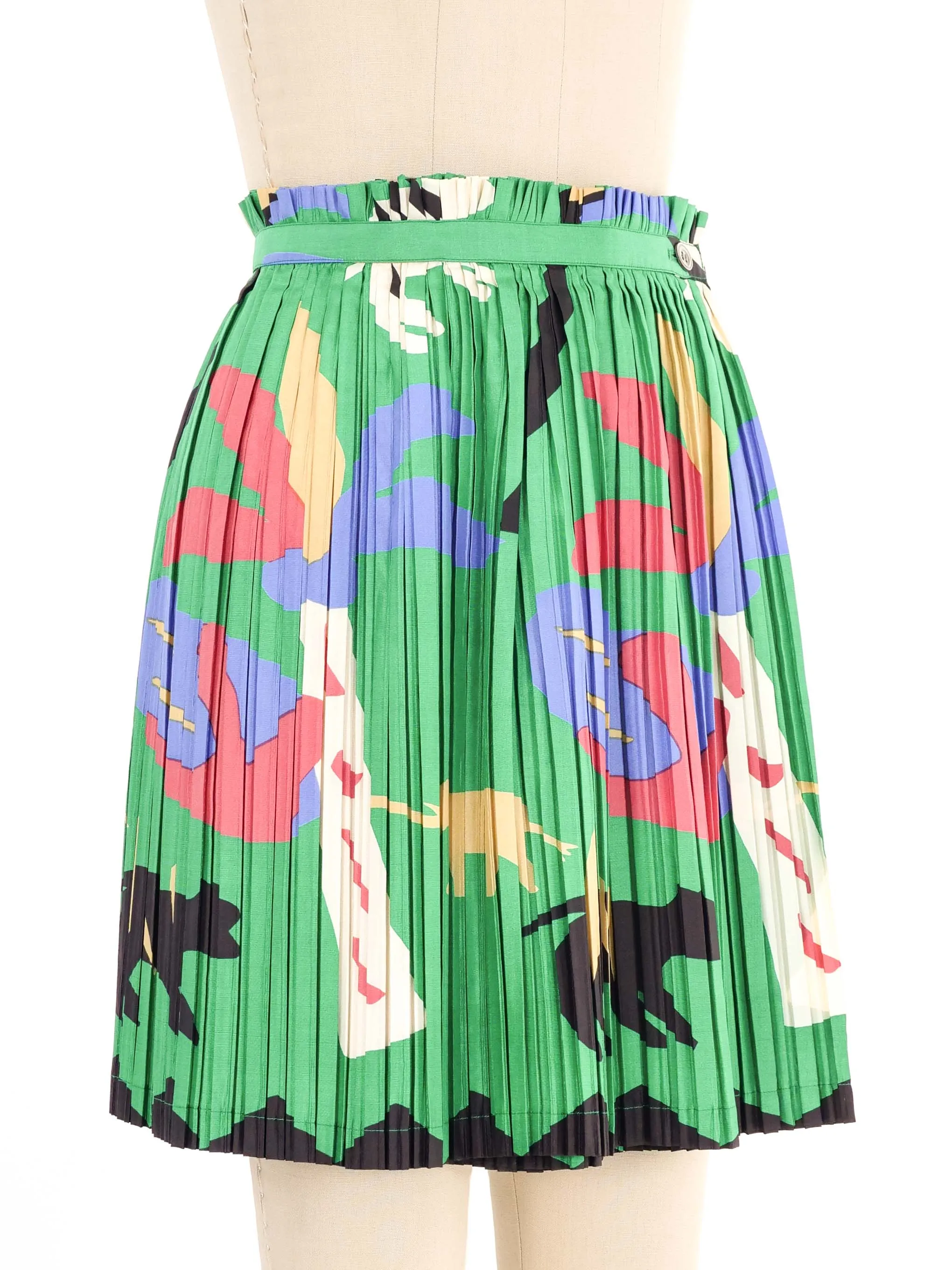 1991 Issey Miyake Printed Pleated Mini Skirt