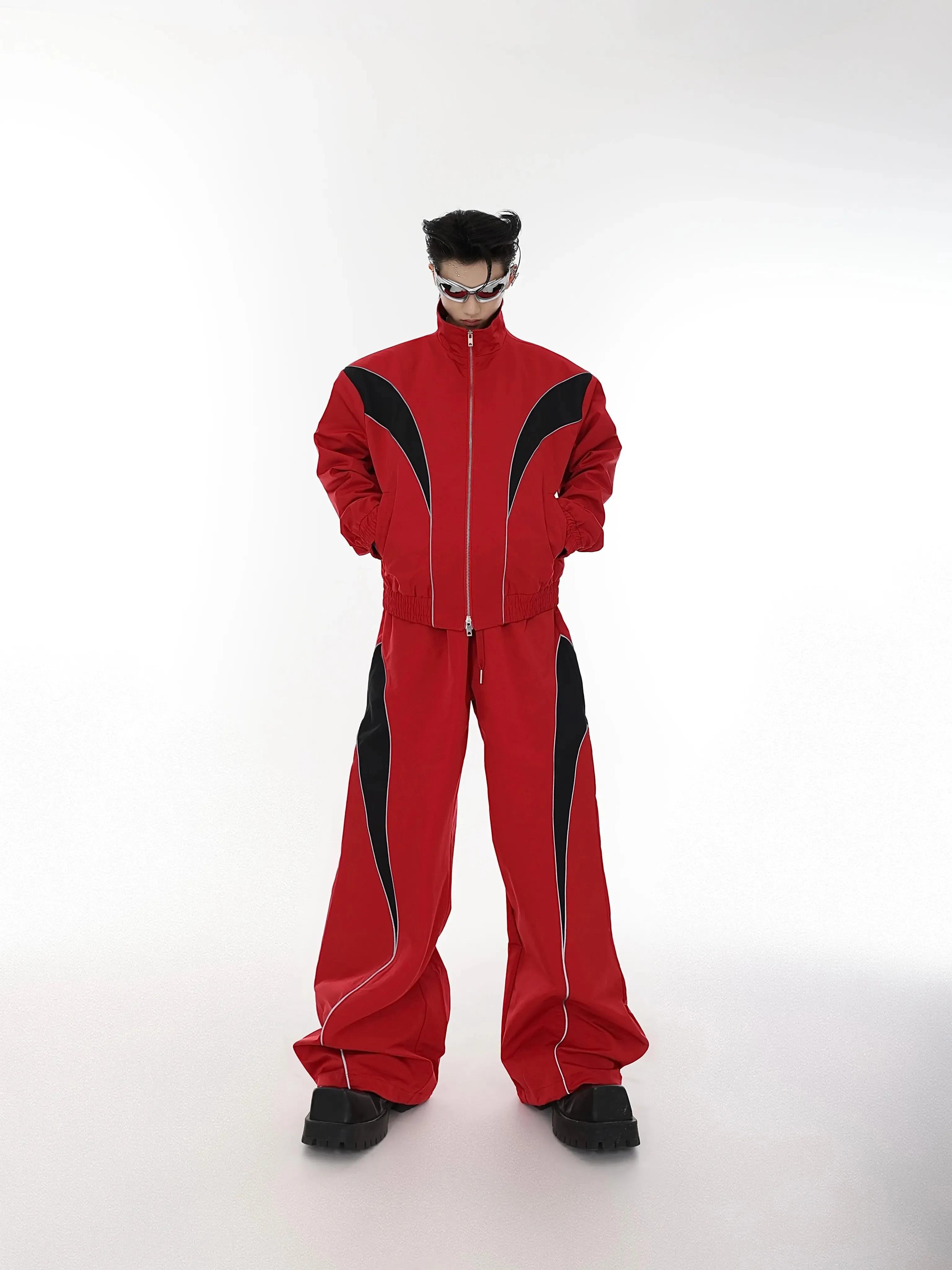 【23s August.】Reflective Stitching Jacket Sports Suit