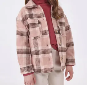 4198 Mayoral Mini Girls Plaid Shacket - Pink