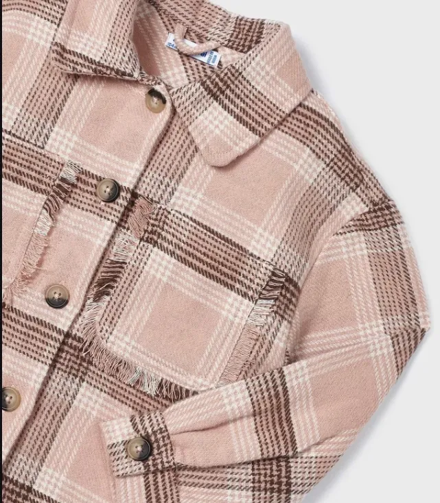 4198 Mayoral Mini Girls Plaid Shacket - Pink