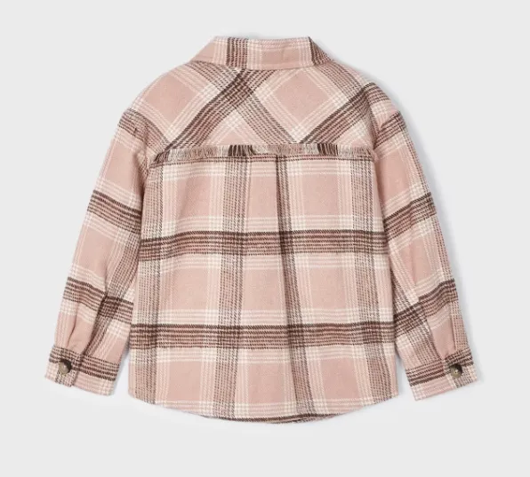 4198 Mayoral Mini Girls Plaid Shacket - Pink