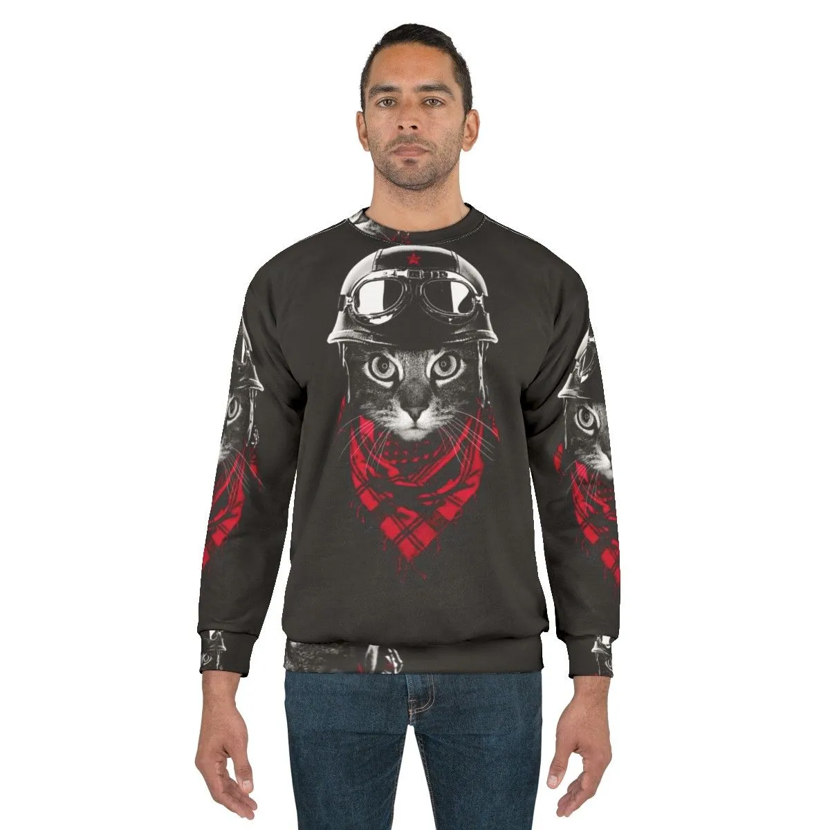 Adventurer Cat Sweatshirt - Trendy Graphic Tee for Feline Fans