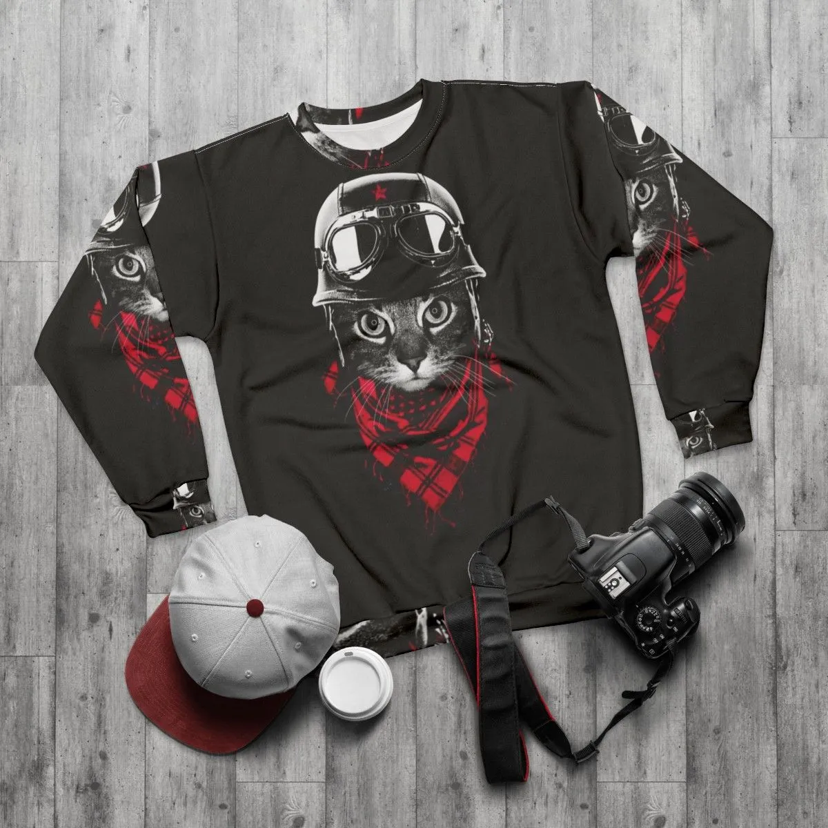 Adventurer Cat Sweatshirt - Trendy Graphic Tee for Feline Fans