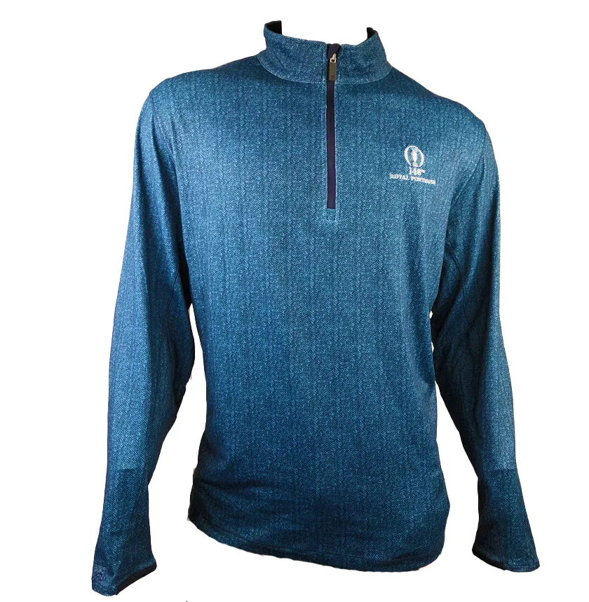 Ahead Mens The Open 148th Portrush Golf 1/4 Zip Mid Layer Heringbone Pattern AM09