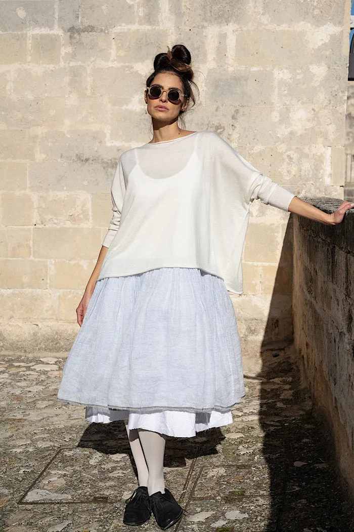 AMELIE GAUZE LINEN SHORT TUTU SLIP DRESS - BLUE PIN STRIPE