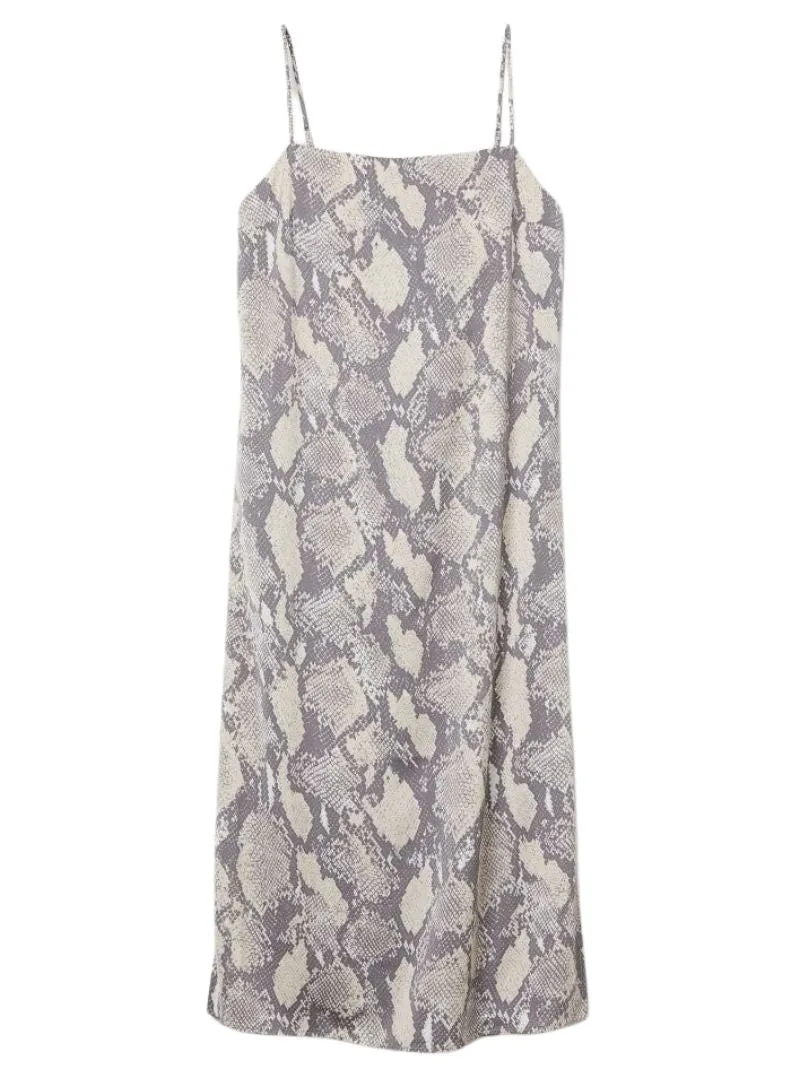 ANIMAL PRINT SATIN SLIP DRESS
