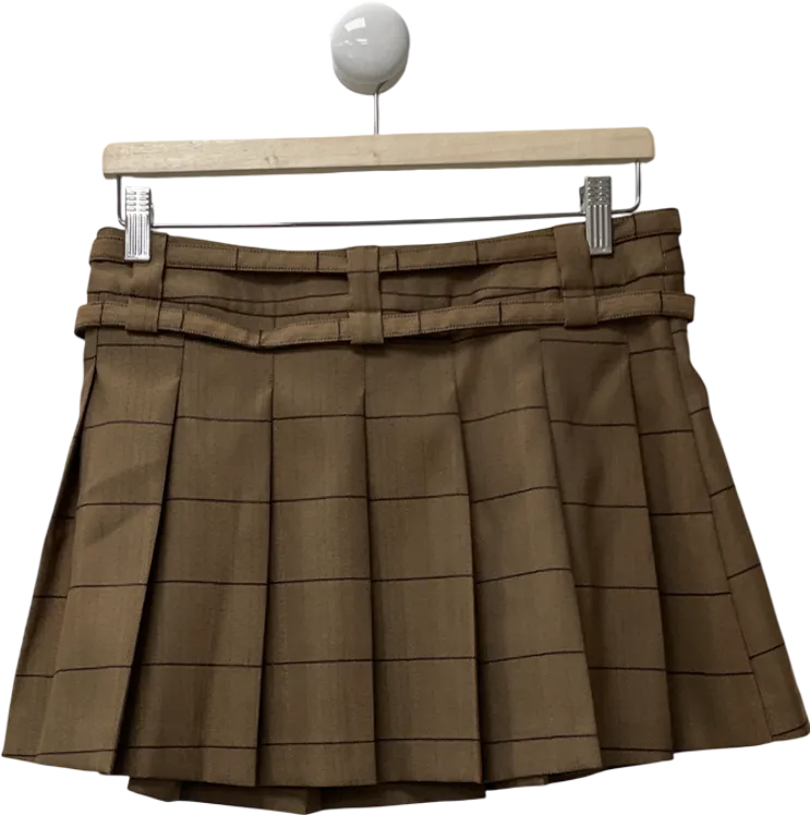 ASOS Beige Tailored Pleated Mini Skirt With Belt Detail UK 10