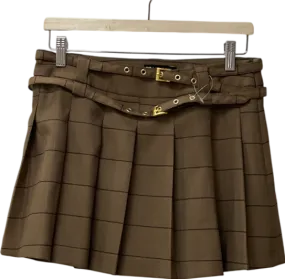 ASOS Beige Tailored Pleated Mini Skirt With Belt Detail UK 10