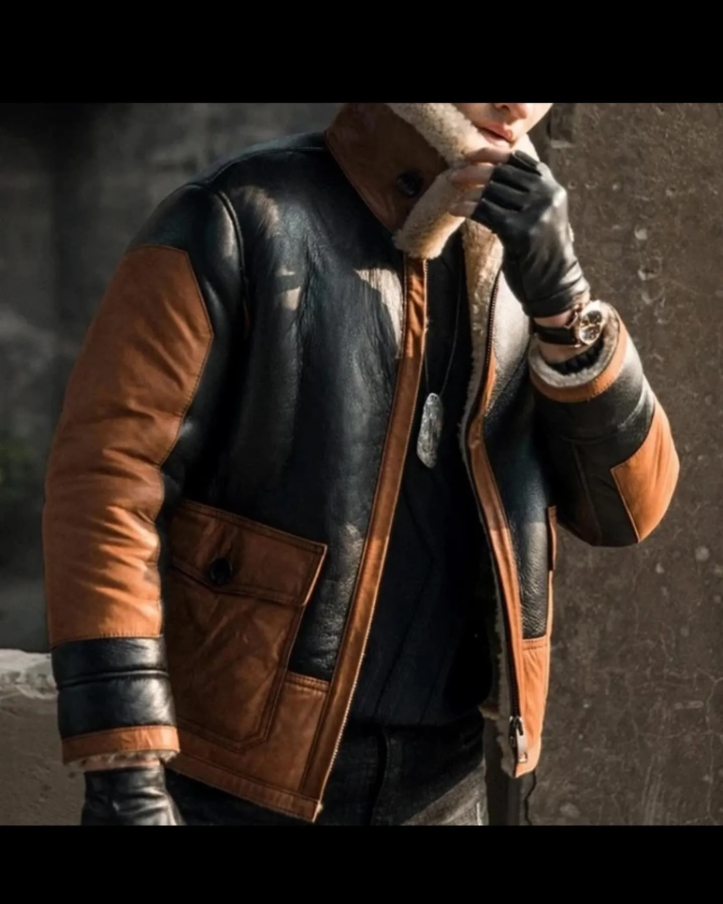 B3 Bomber Sheepskin Leather Jacket Aviator Style