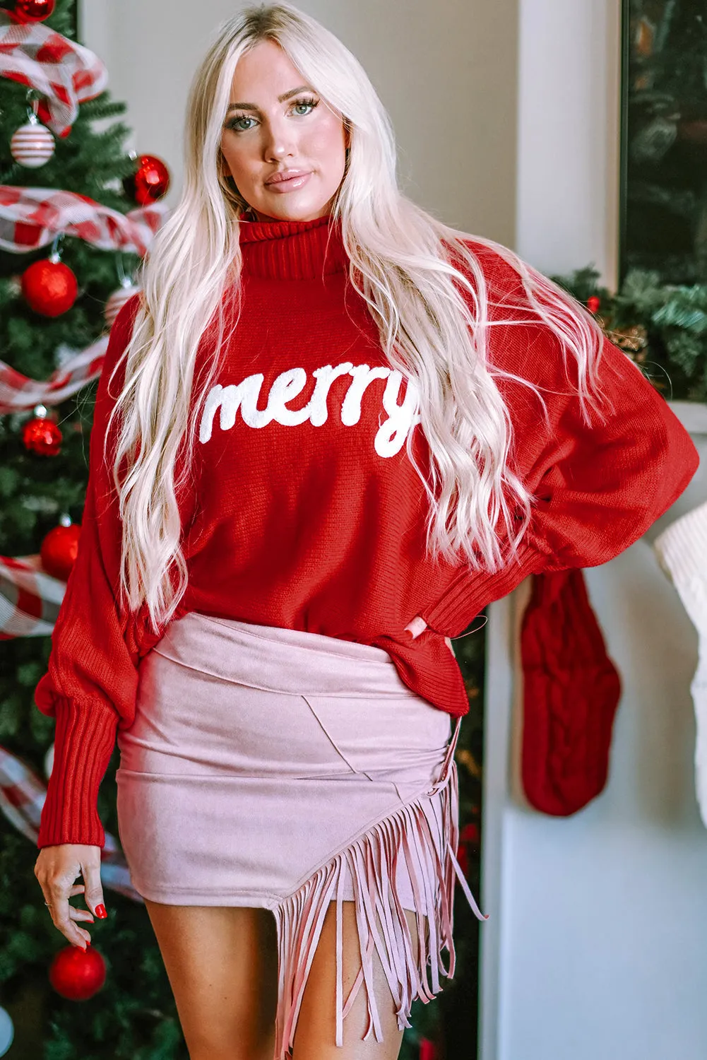 Balloon Sleeve Christmas Sweater