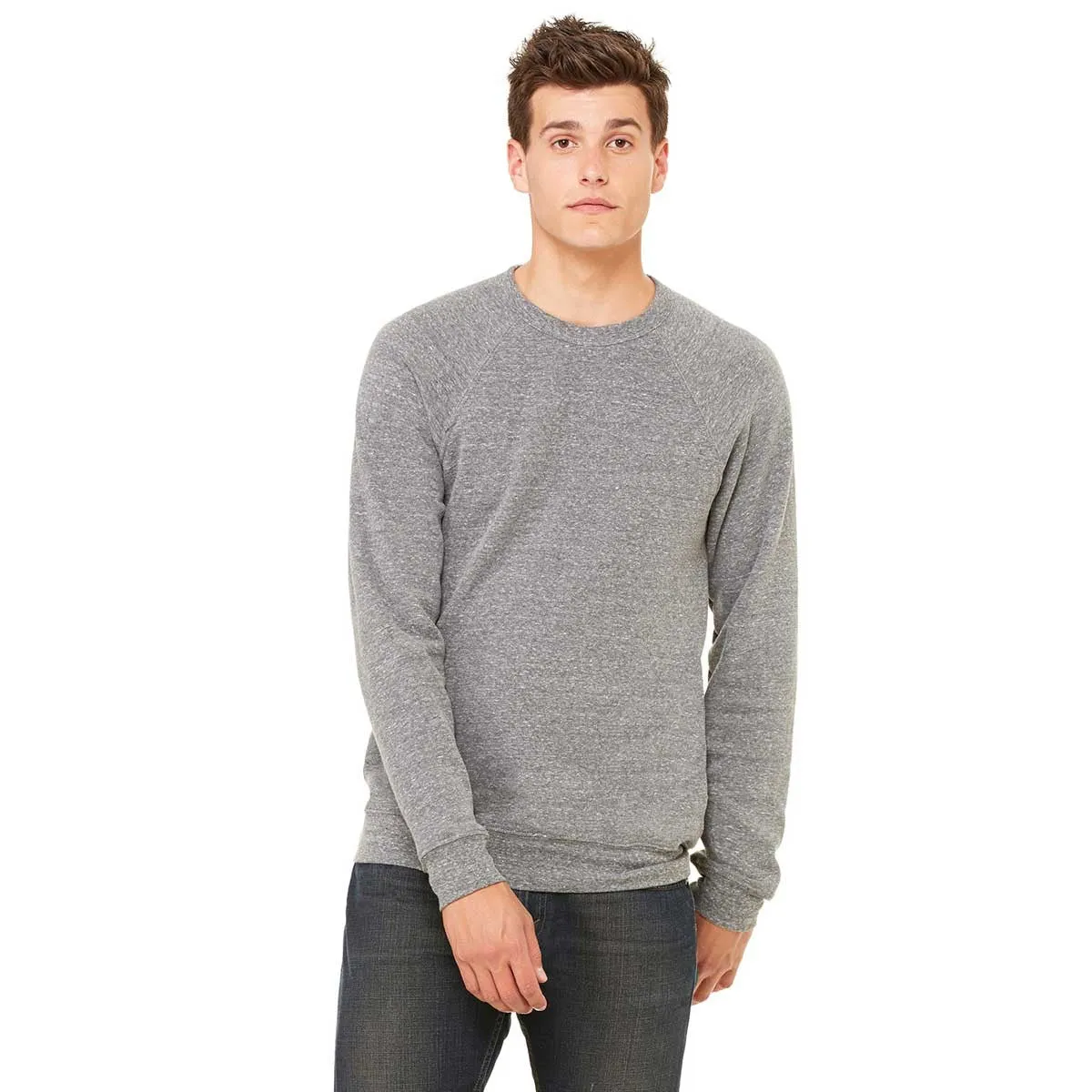 Bella   Canvas Unisex Grey Triblend Sponge Fleece Crew Neck Sweatshirt