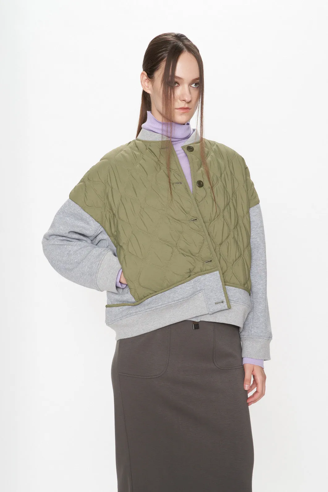 Bi Col Bomber Padded Jacket