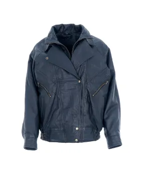 BLACK LEATHER BOMBER JACKET - APL0007