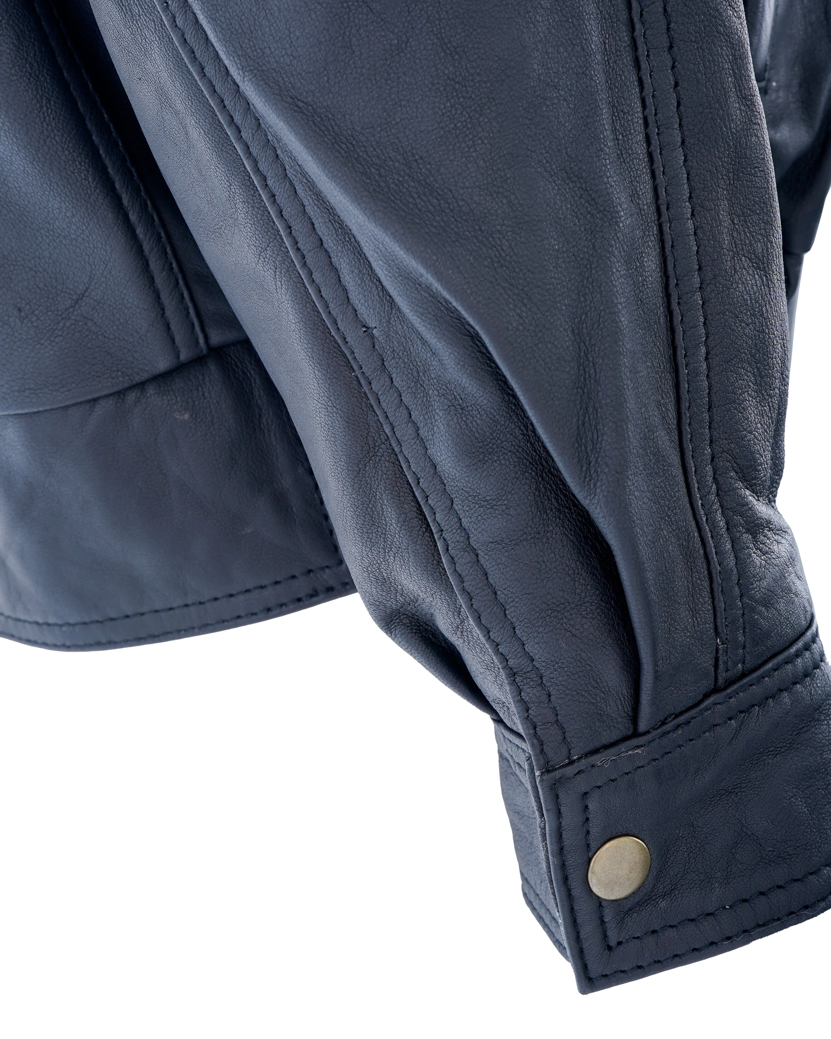 BLACK LEATHER BOMBER JACKET - APL0007