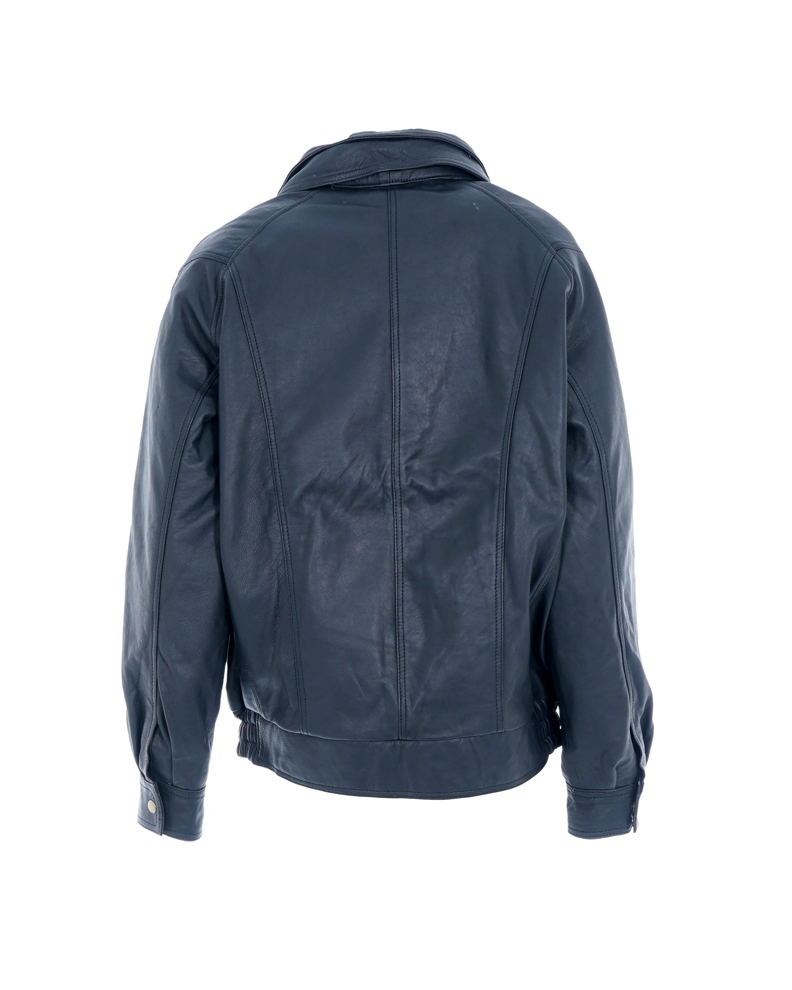 BLACK LEATHER BOMBER JACKET - APL0007