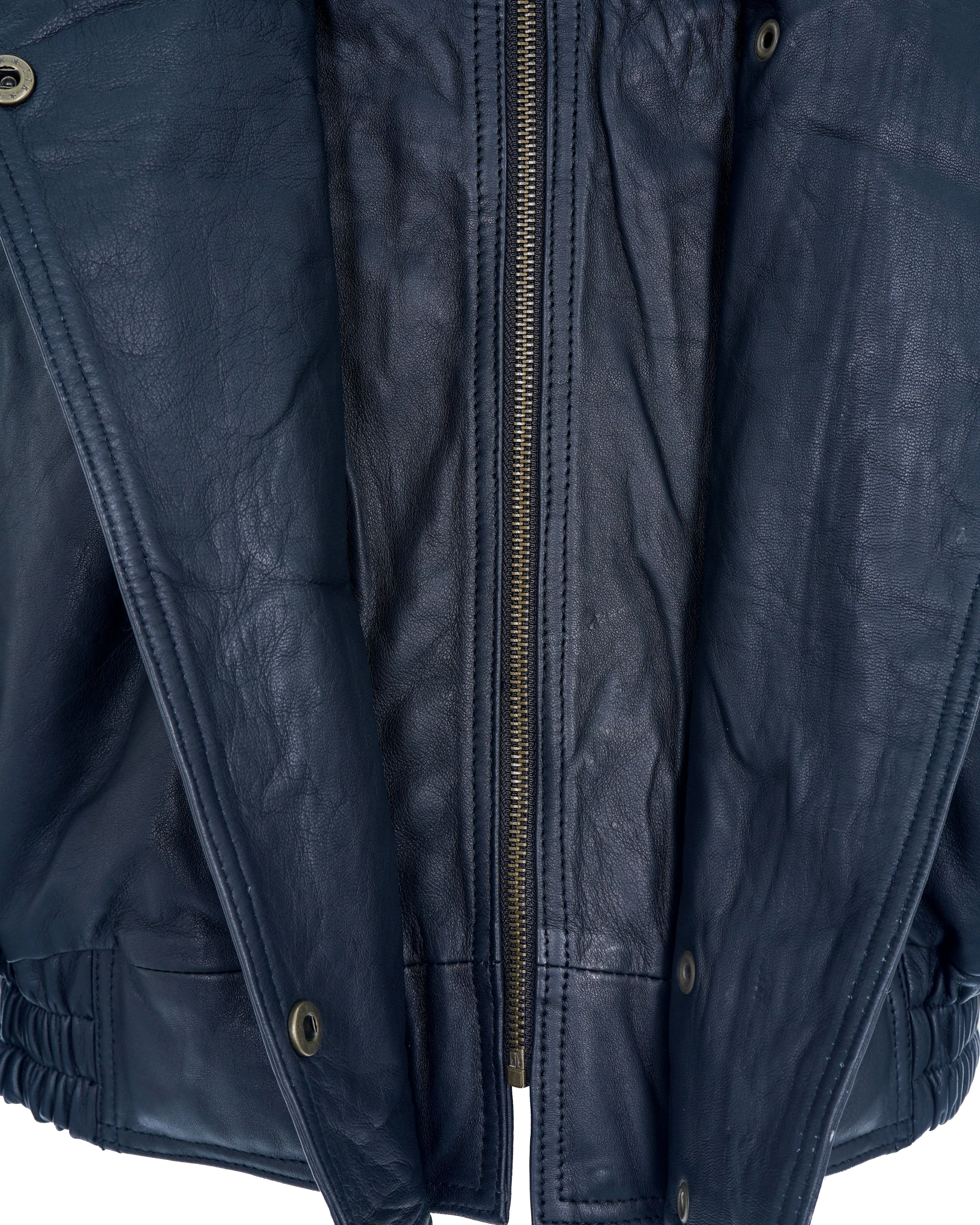 BLACK LEATHER BOMBER JACKET - APL0007