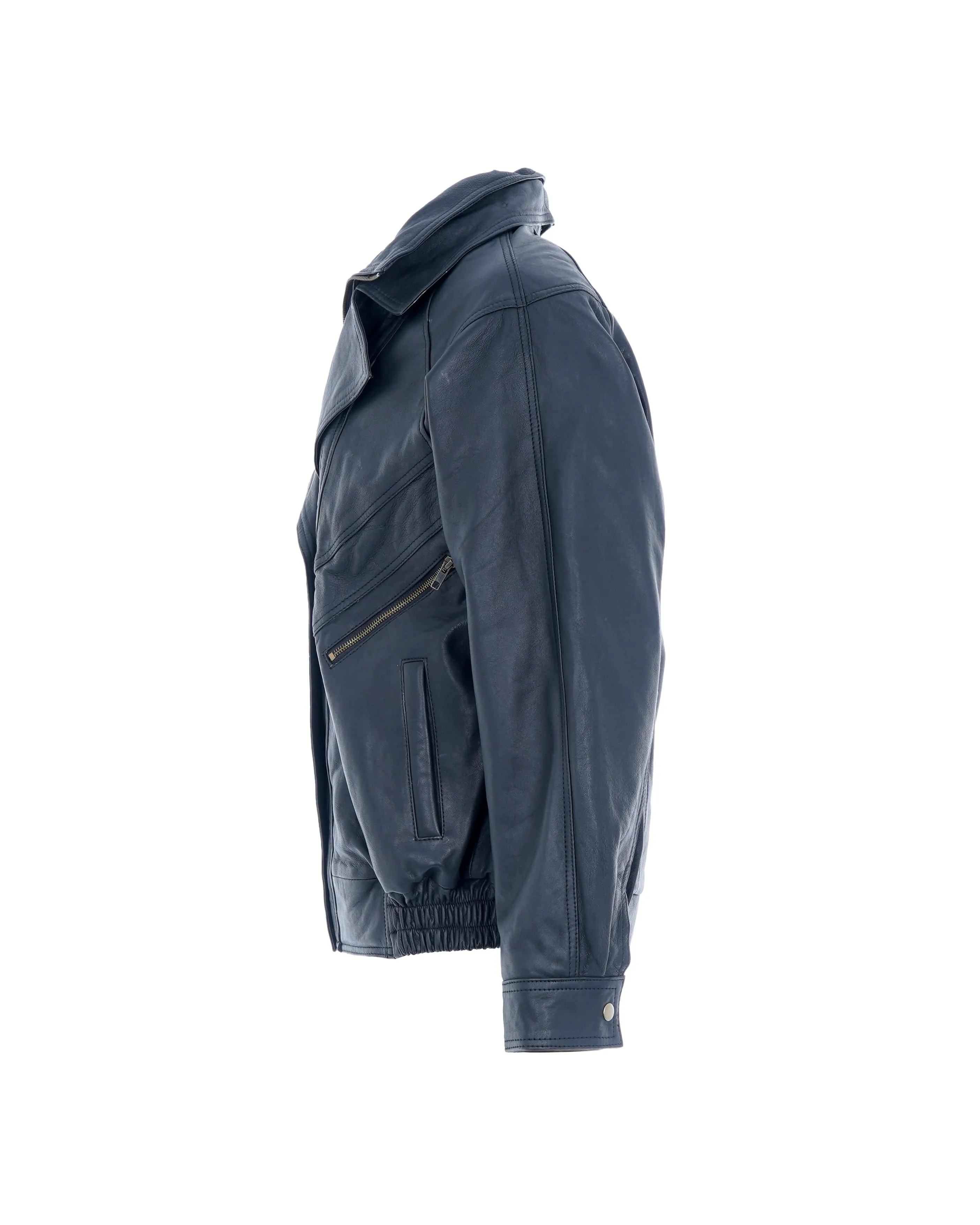 BLACK LEATHER BOMBER JACKET - APL0007