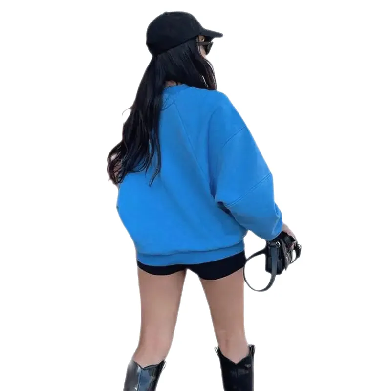 Block Color Bat Sleeve Oversize Sweatshirt