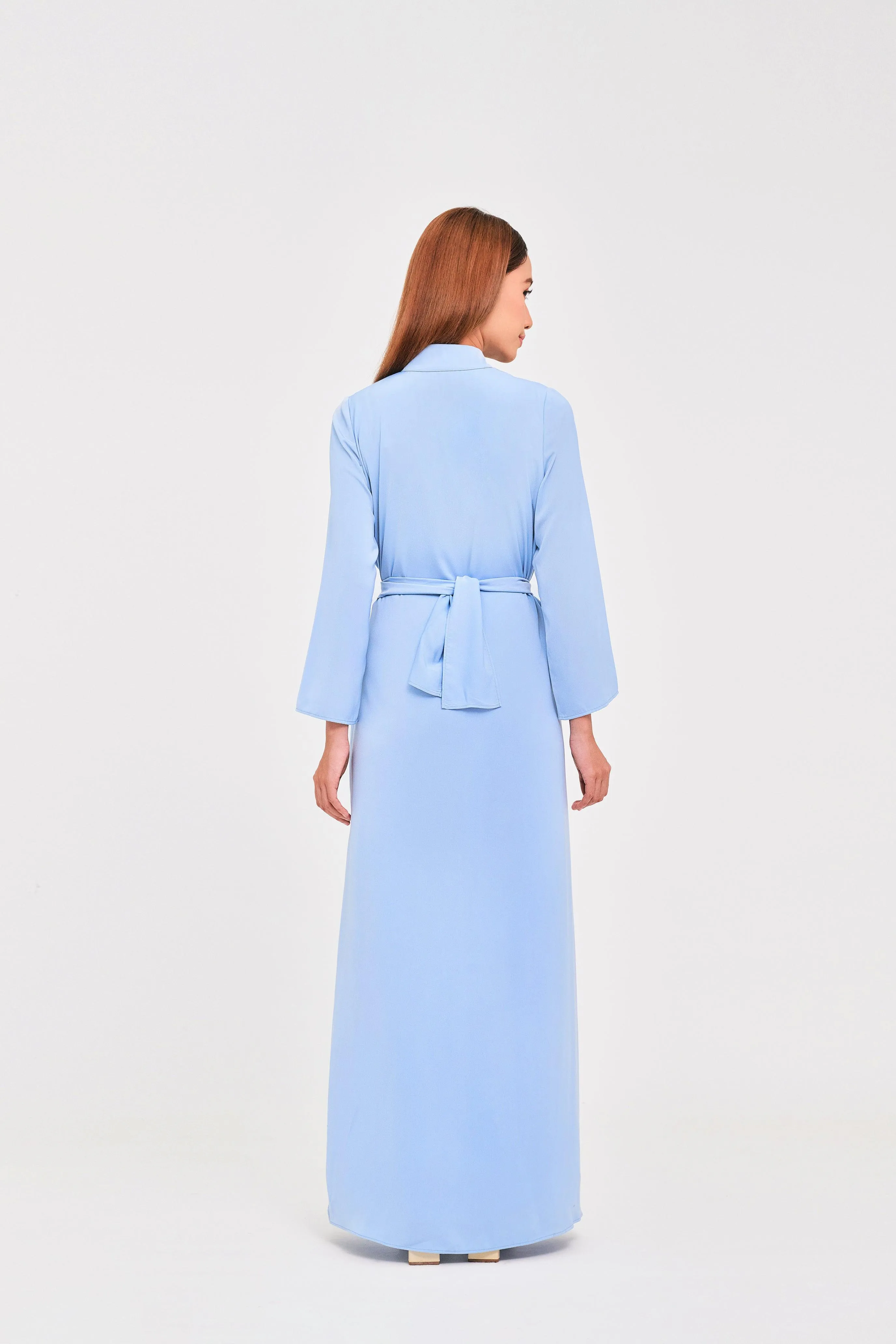 Blue Buttoned Wrap Dress