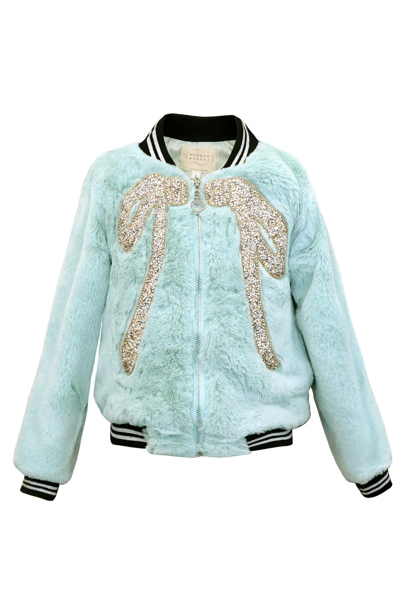 Bow Patch Faux Fur Bomber (A36169)