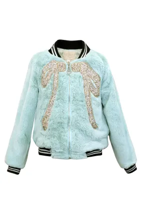 Bow Patch Faux Fur Bomber (A36169)