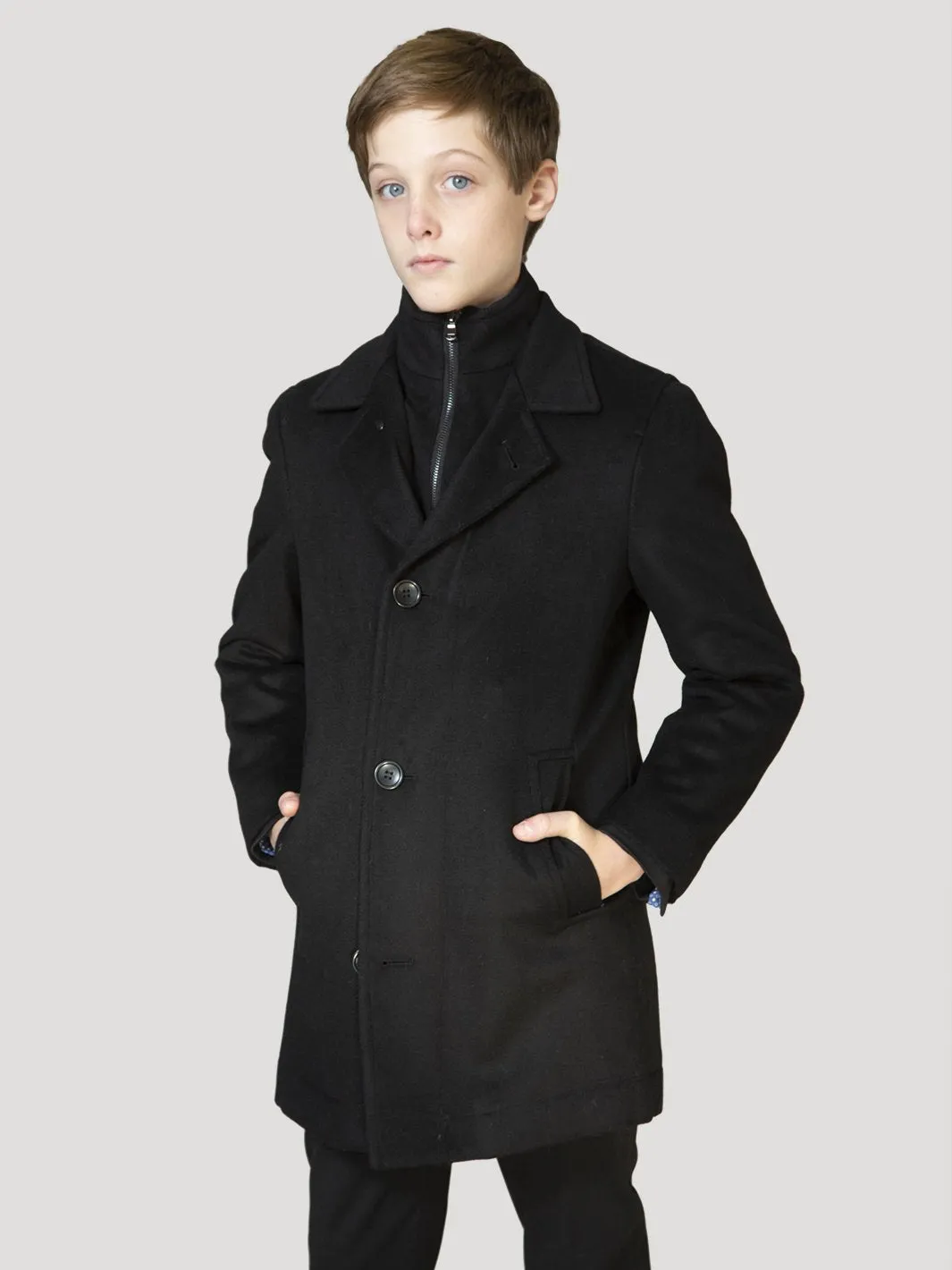 Boy's Orlando Wool Three Quarter Down Coat