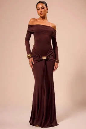 Brit & Boho™ I Eunice Off Shoulder Long Sleeve Wrap Maxi