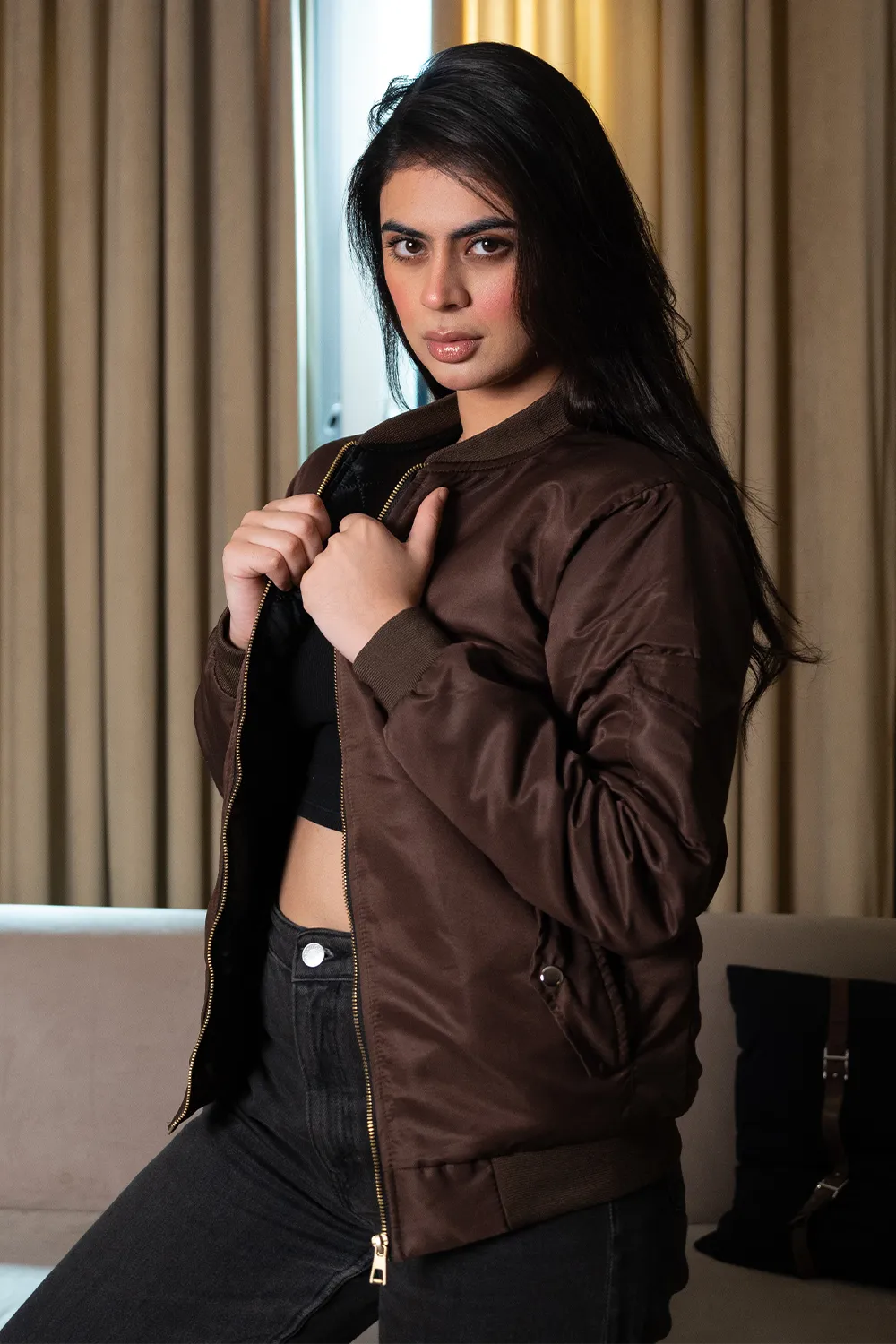 Brown Bomber Jacket - W