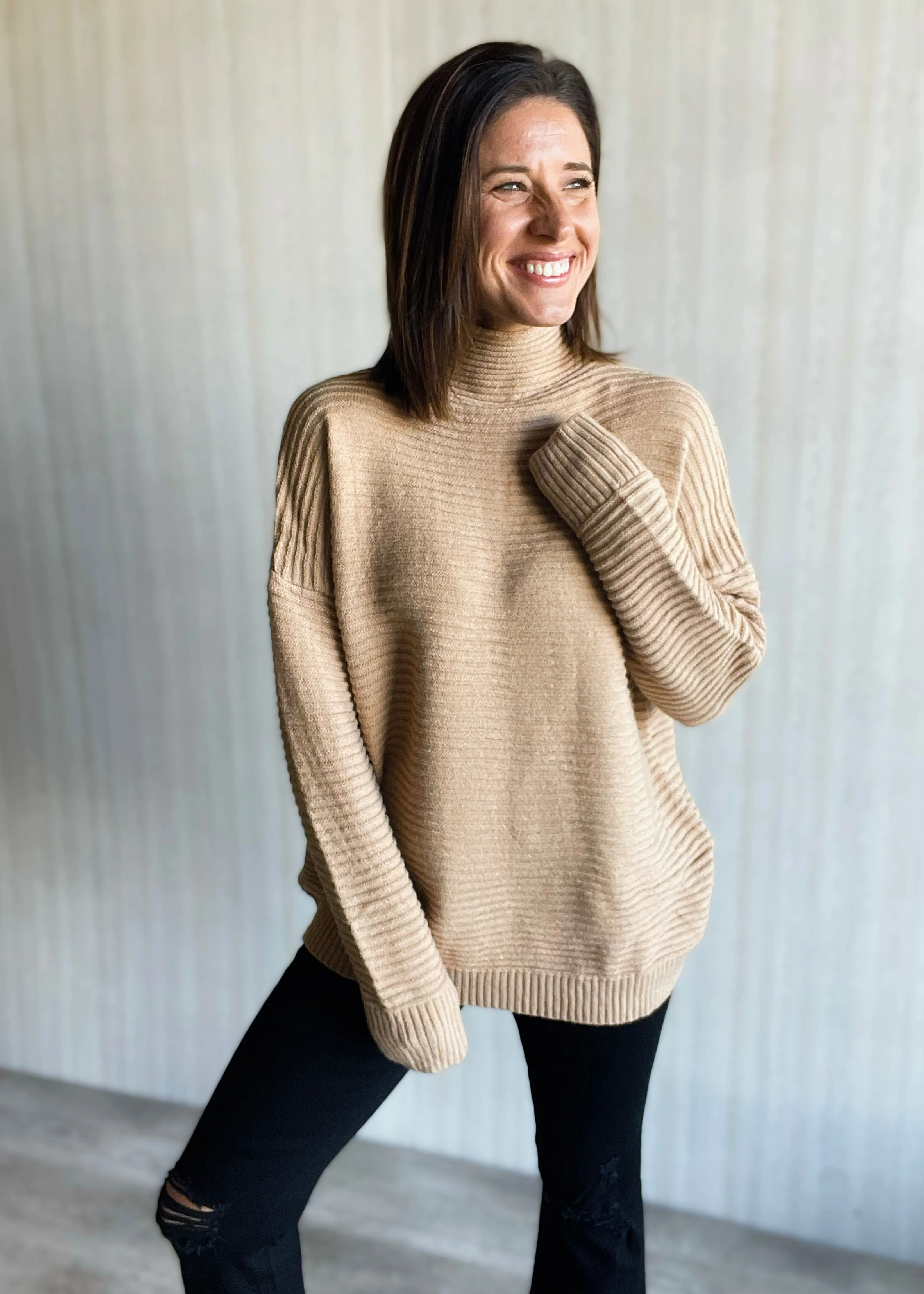 Camel Turtleneck Sweater