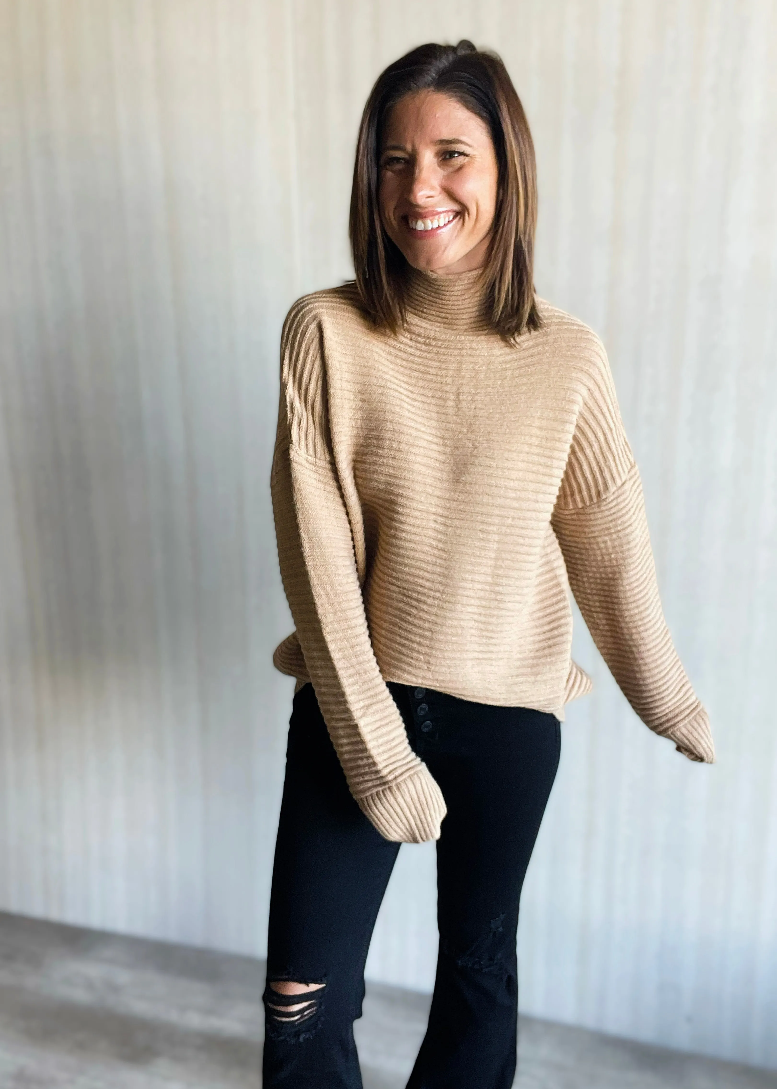 Camel Turtleneck Sweater