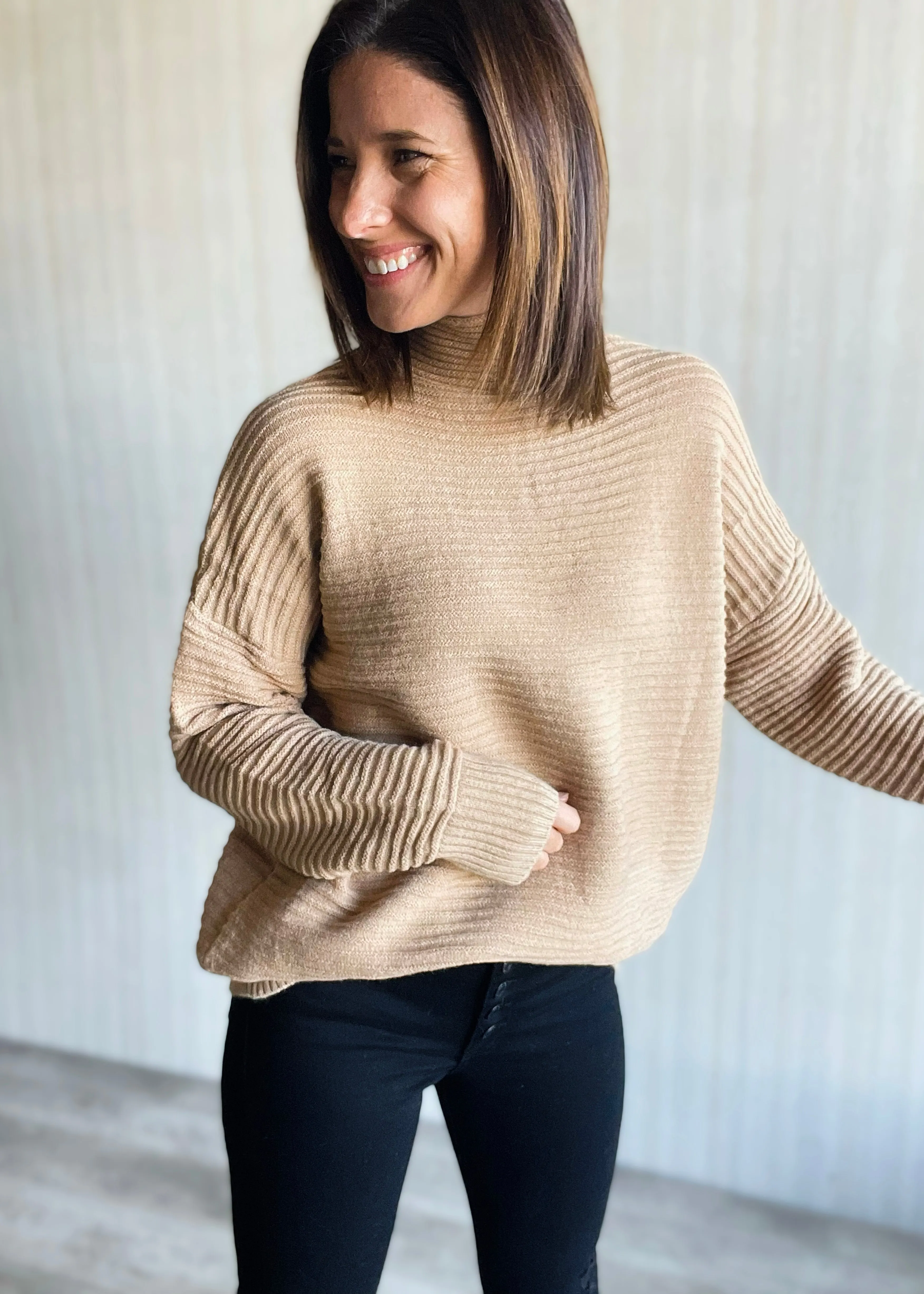 Camel Turtleneck Sweater
