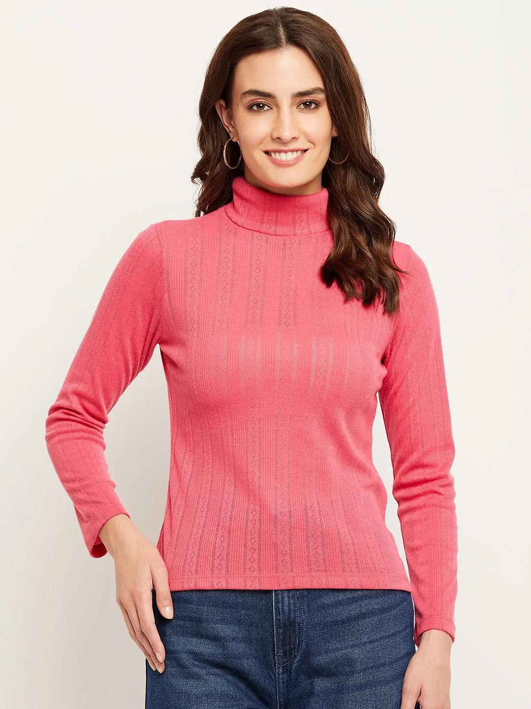 Camla Barcelona Turtleneck Hot Pink Top