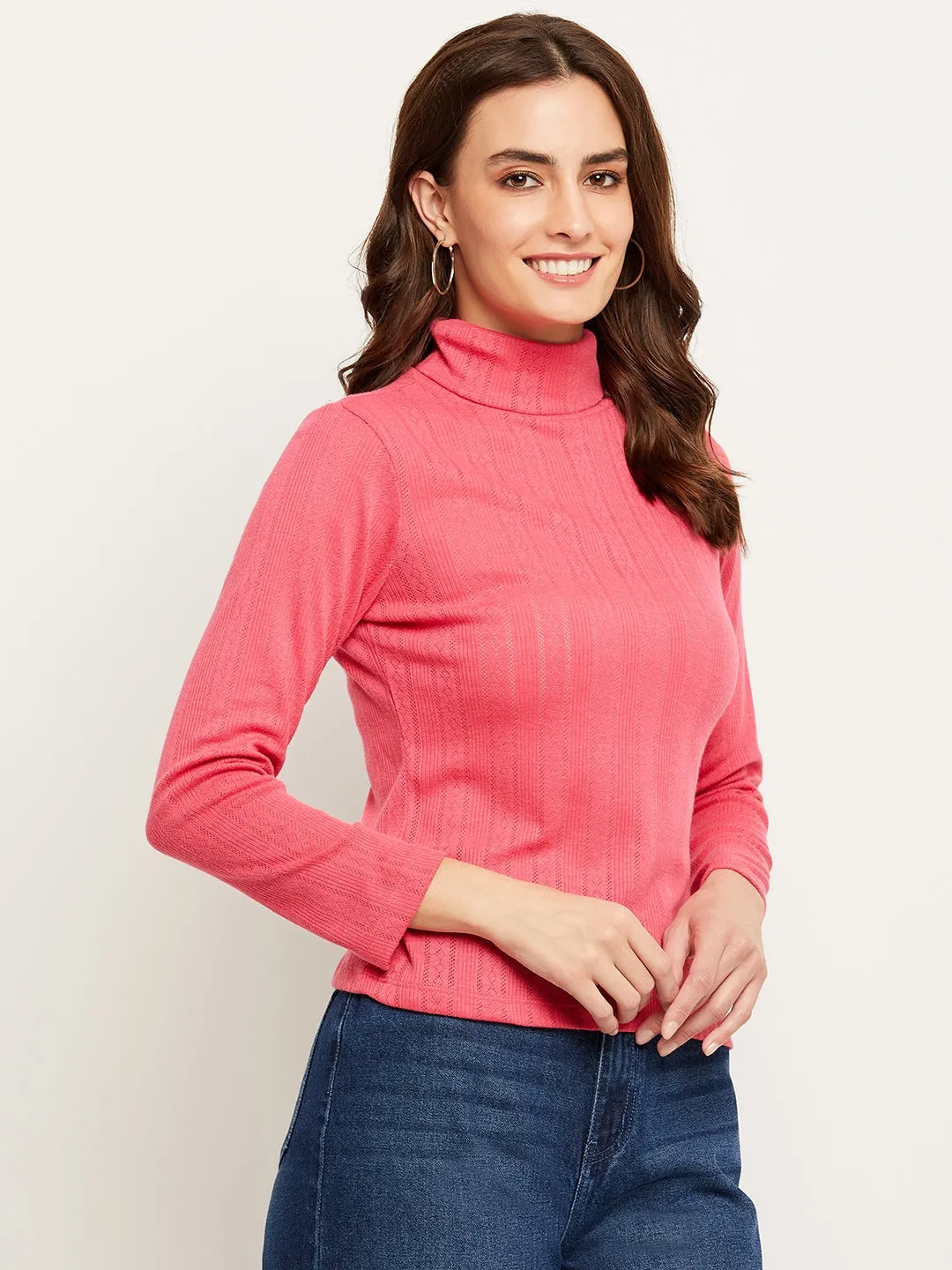 Camla Barcelona Turtleneck Hot Pink Top