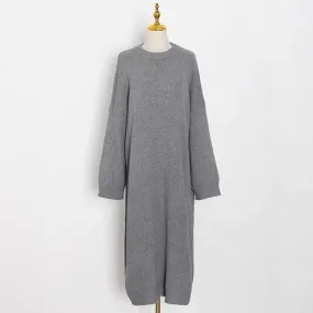 Casual Lazy Sweater For Women O Neck Long Sleeve Midi Minimalist One Size Loose Sweaters Female Fashion