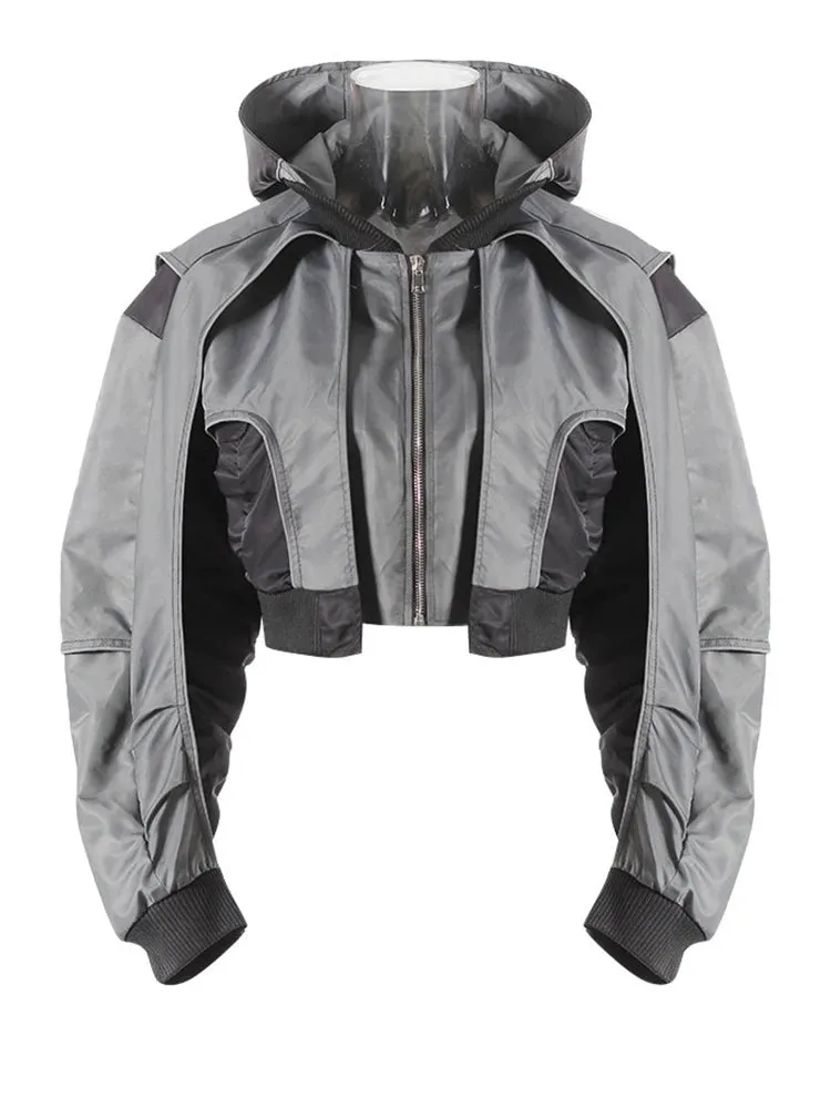 Casual Minimal Goth Bomber Jacket