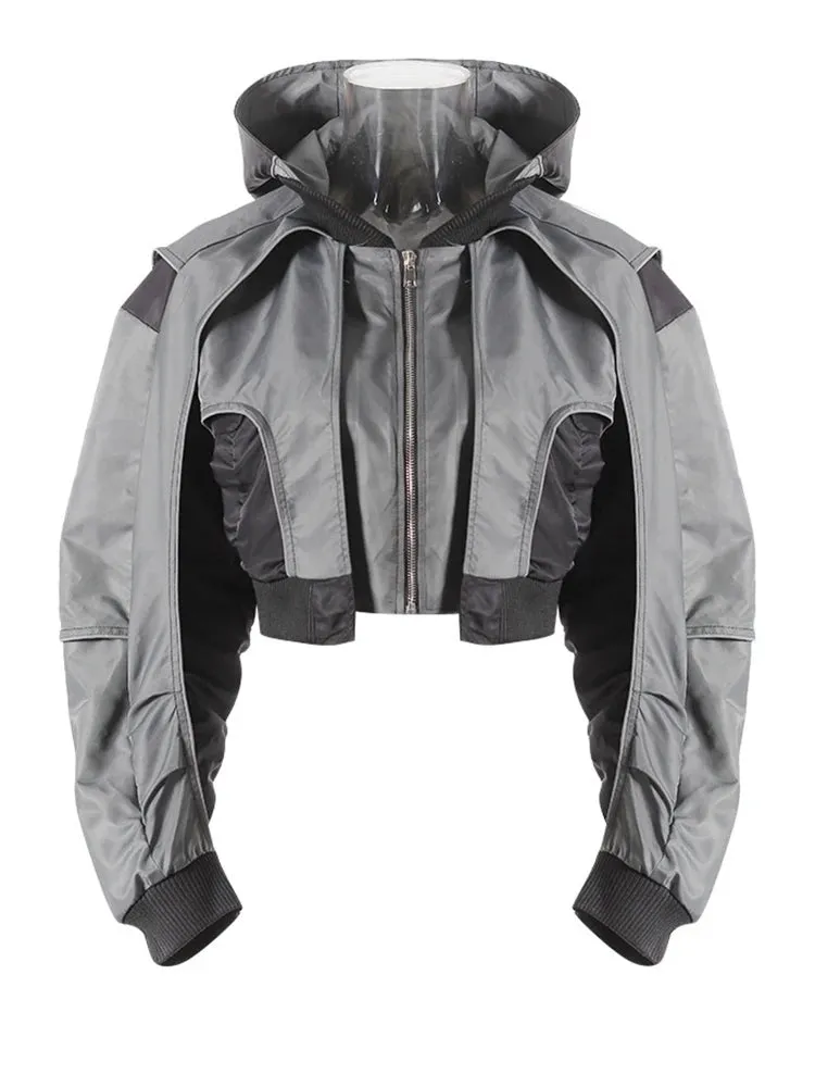 Casual Minimal Goth Bomber Jacket