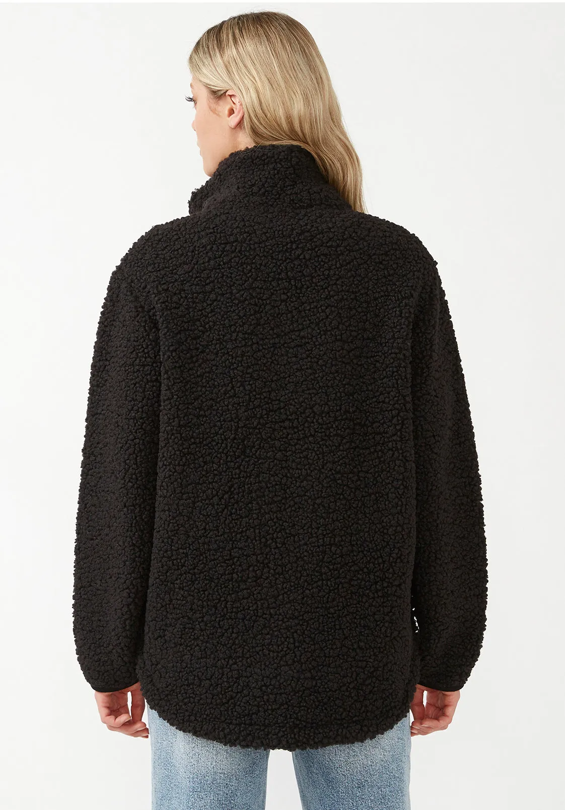 Caterina Women's Full Zip Sherpa Jacket, Black - JK0015F