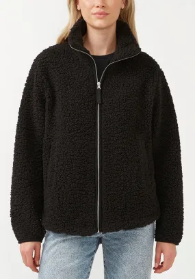Caterina Women's Full Zip Sherpa Jacket, Black - JK0015F