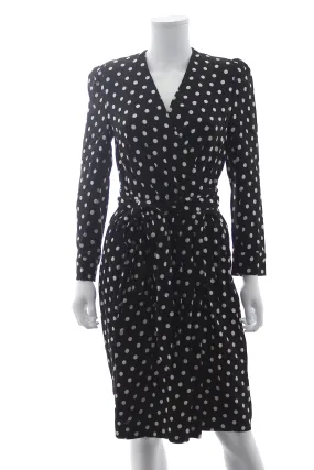 Celine Polka Dot Crepe Wrap Dress