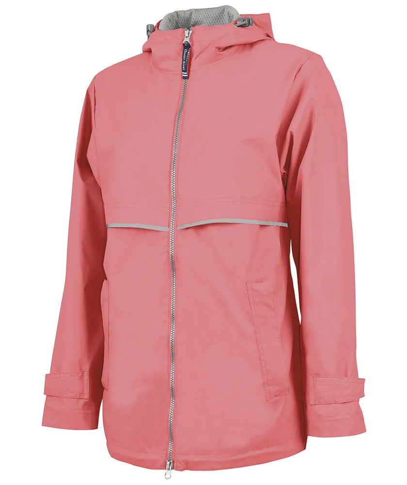 Charles River New Englander Rain Jacket, Coral Reflective