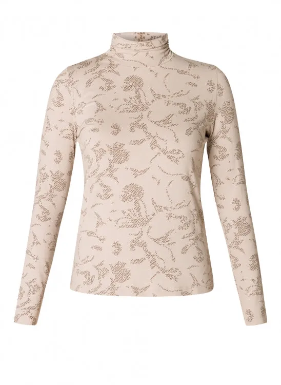 Cherry Light Grey Multi Color Pattern Turtleneck