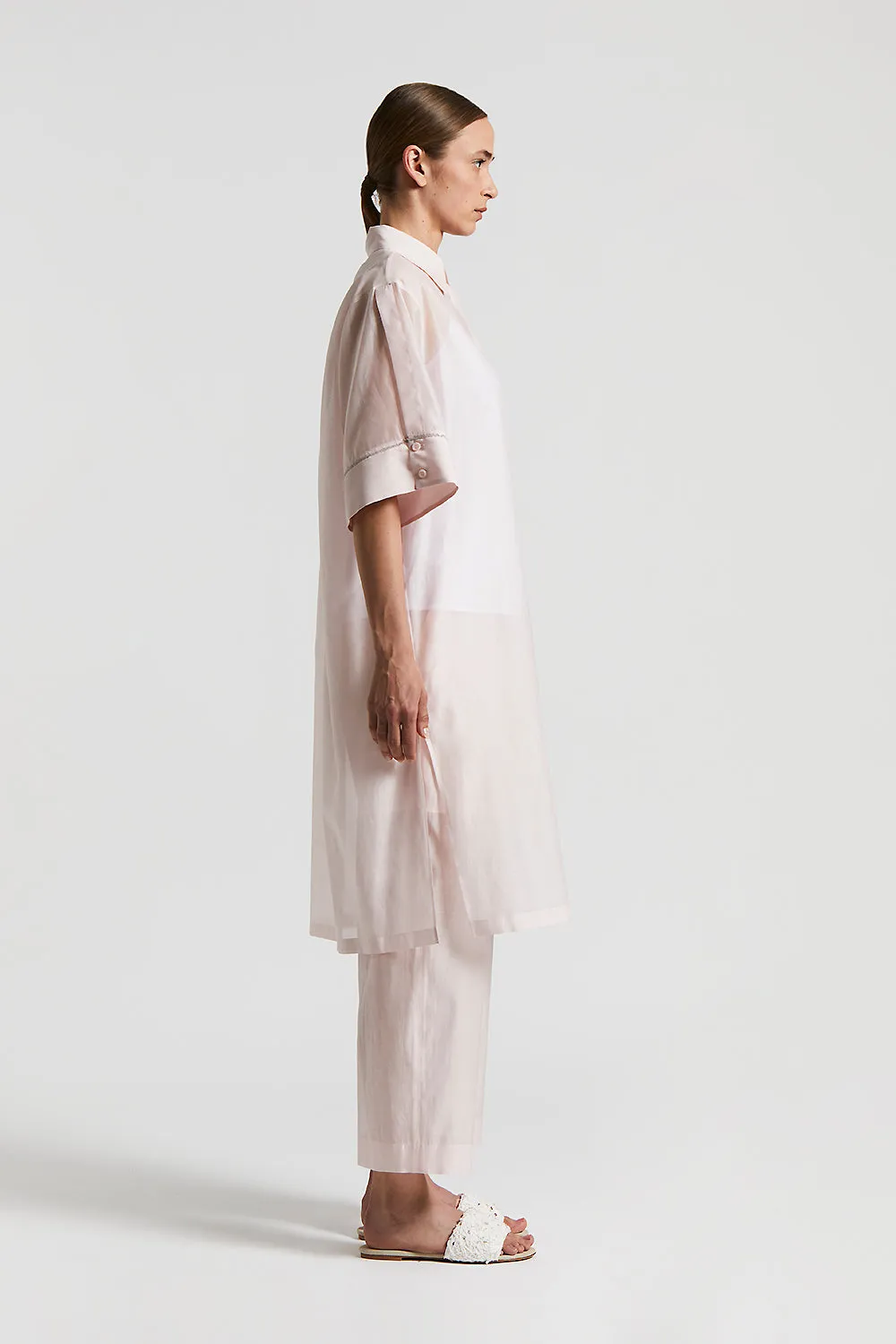 Cotton organza and silk organza midi shirt