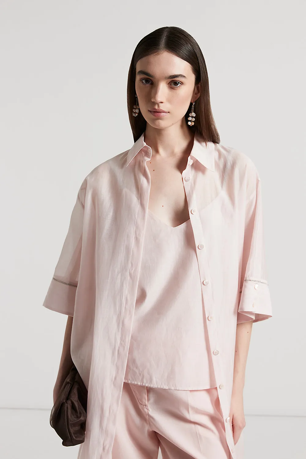 Cotton organza and silk organza midi shirt