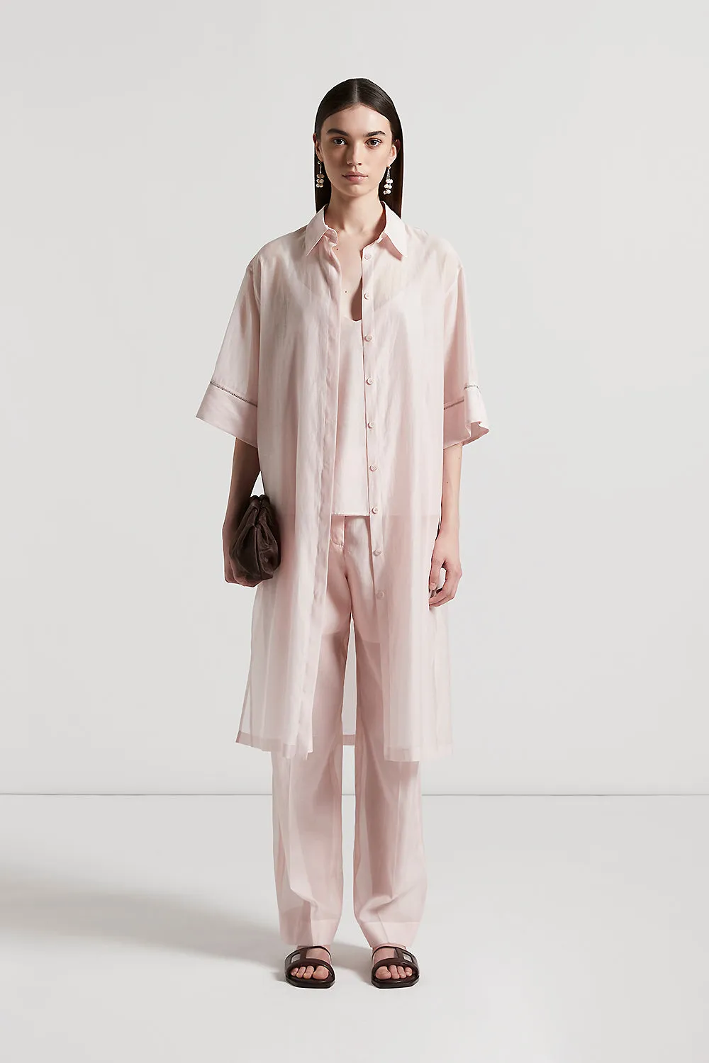 Cotton organza and silk organza midi shirt